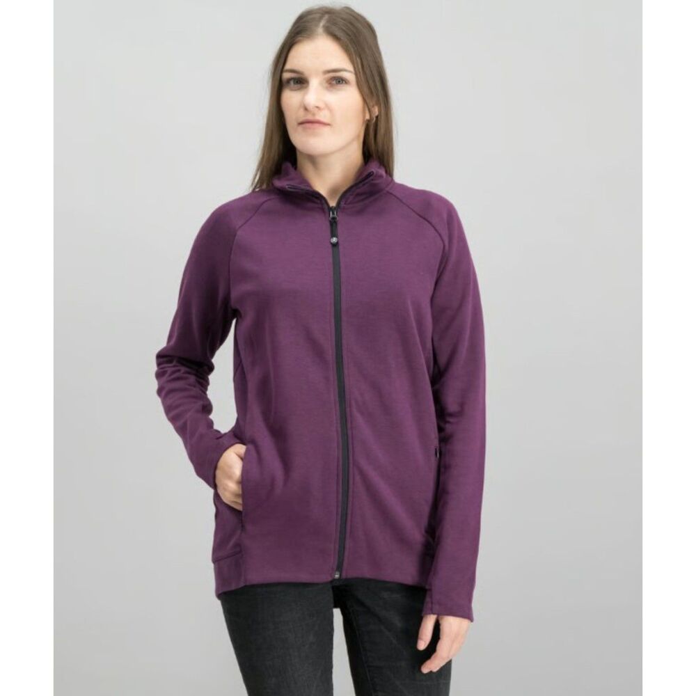 KIRKLAND SIGNATURE Purple Sz Large Full Zip Jacket Zipped Pockets Thumbholes